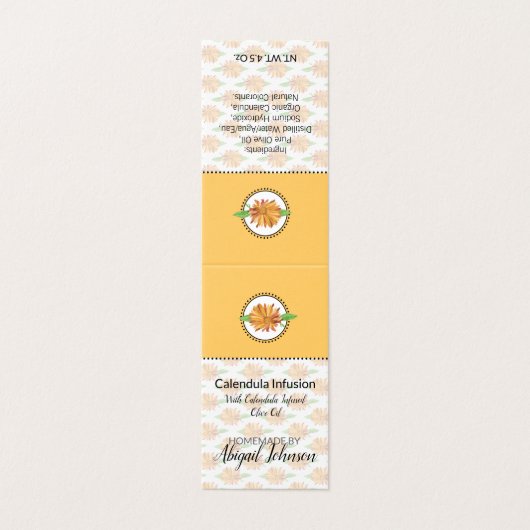 Calendula hausgemachte Bath & Body Label | Geschen (Außenseite Aufgefaltet)