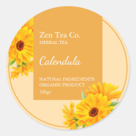 Calendula Herbal Tea Business Label Runder Aufkleber