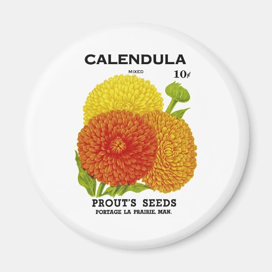 Calendula Vintage Saatpackung Magnet (Vorne)