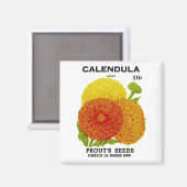 Calendula Vintage Saatpackung Magnet (Vorderseite/Rückseite)