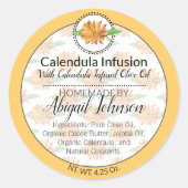 Calendula Wildblume Handmade Artisan Geschenketike Runder Aufkleber (Vorderseite)