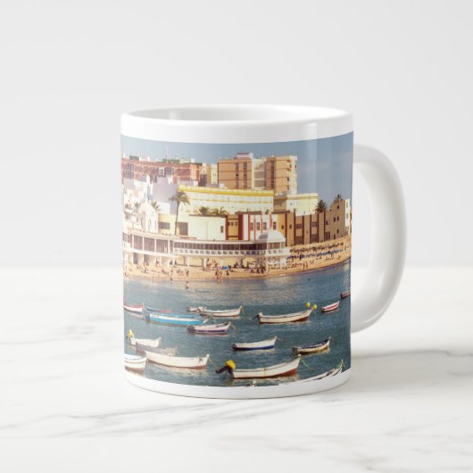 Caleta Strand in Cadiz, Andalusien, Spanien Jumbo-Tasse (Vorderseite Rechts)