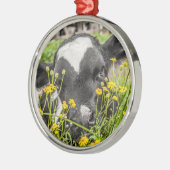 Calf Behind Blume Ornament Aus Metall (Links)