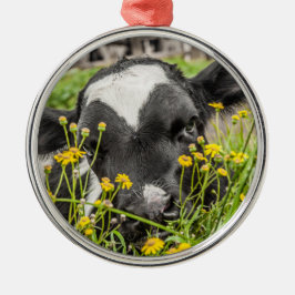 Calf Behind Blume Ornament Aus Metall