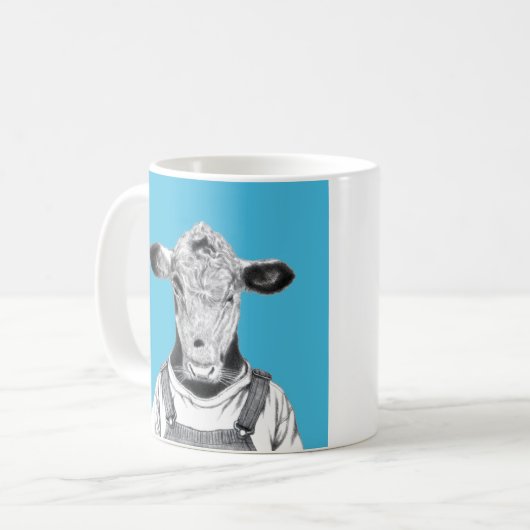 Calf in Dungaree (Old School Blue) Kaffeetasse (Vorderseite Links)