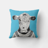 Calf in Dungaree (Old School Blue) Kissen (Rückseite)