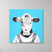 Calf in Dungaree (Old School Blue) Leinwanddruck (Vorderseite)