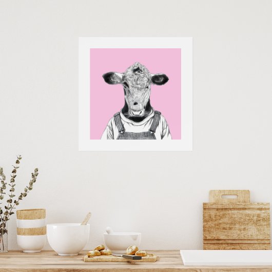 Calf in Dungaree (Ume) Poster (Küche)
