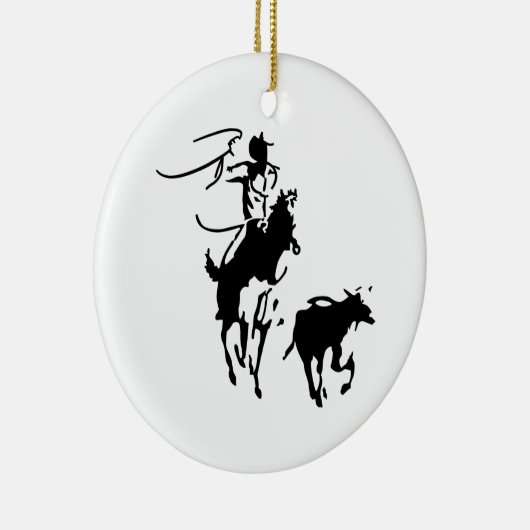 Calf Roping Keramik Ornament (Rechts)