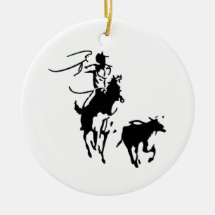 Calf Roping Keramik Ornament