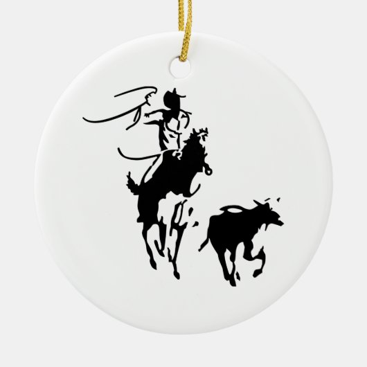 Calf Roping Keramik Ornament (Vorne)