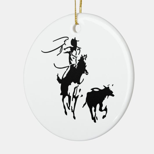 Calf Roping Keramik Ornament (Links)