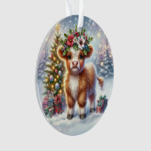 Calf with Holly Crown & Tree Glow Ornament (Vorderseite)