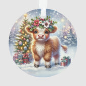 Calf with Holly Crown & Tree Glow Ornament (Rückseite)