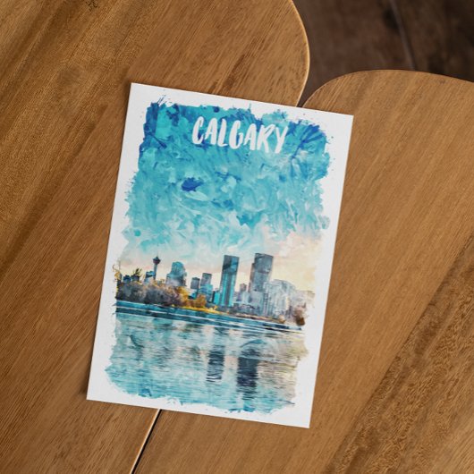 Calgary Alberta Canada Watercolor City View Postkarte