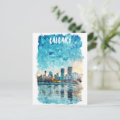 Calgary Alberta Canada Watercolor City View Postkarte (Stehend Vorderseite)