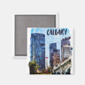 Calgary Alberta Cityscape Skyline Magnet (Vorderseite/Rückseite)