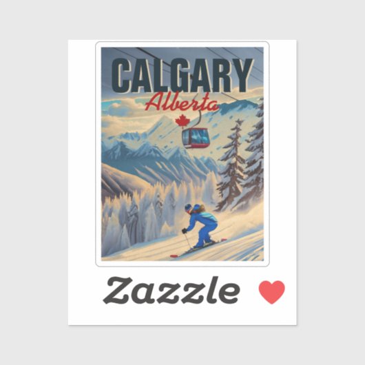 Calgary Alberta Kanada Skiing Souvenirs in den 50e Aufkleber (Blatt)
