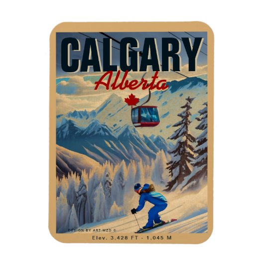 Calgary Alberta Kanada Skiing Souvenirs in den 50e Magnet (Vertikal)