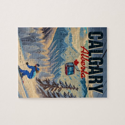 Calgary Alberta Kanada Skiing Souvenirs in den 50e Puzzle (Horizontal)