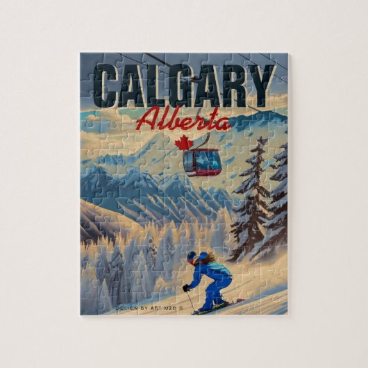 Calgary Alberta Kanada Skiing Souvenirs in den 50e Puzzle (Vertikal)