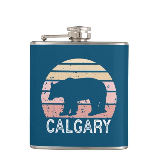 Calgary Alberta Retro Bear Flachmann (Vorderseite)