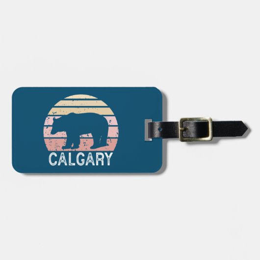 Calgary Alberta Retro Bear Gepäckanhänger (Vorderseite horizontal)