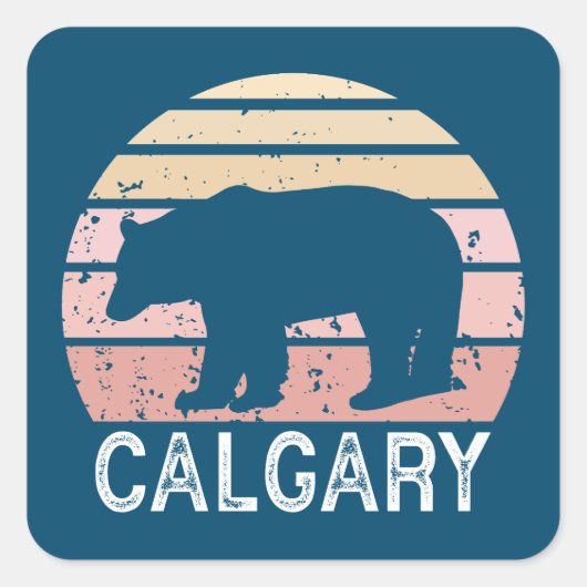Calgary Alberta Retro Bear Quadratischer Aufkleber (Vorderseite)