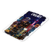 Calgary Alberta Skyline bei Nacht Magnet (Linke Seite)