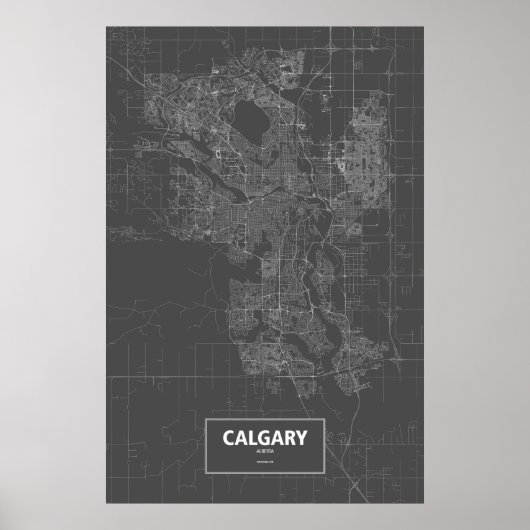 Calgary, Alberta (weiß auf schwarz) Poster (Vorne)