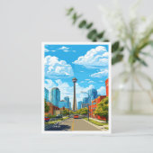 Calgary Canada Art Vintage Travel Illustration Postkarte (Stehend Vorderseite)