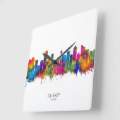 Calgary Canada Skyline Quadratische Wanduhr (Winkel)