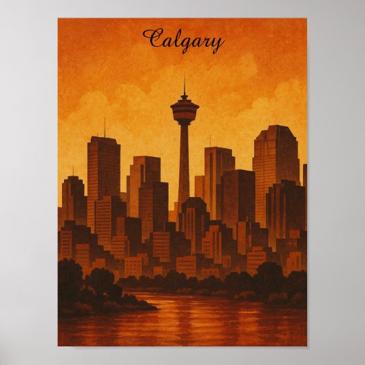 Calgary Canada Vintage Travel CItyscape Poster (Vorne)