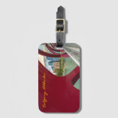 Calgary Cityscape through Peace Bridge at Evening Gepäckanhänger (Vorderseite Vertikal)