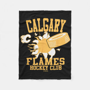 Calgary Flames Hockey Puck platzt Rot Offiziell L Fleecedecke