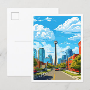 Calgary Kanada Kunst Vintage Reise Illustration Postkarte