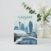 Calgary Kanada Skyline Winter Schnee Postkarte (Stehend Vorderseite)