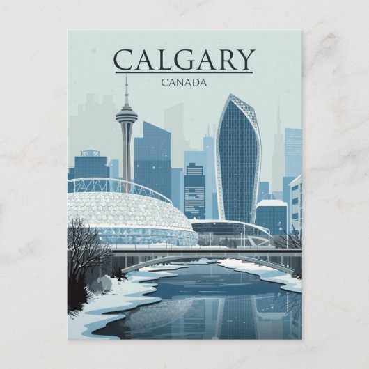 Calgary Kanada Skyline Winter Schnee Postkarte (Vorderseite)