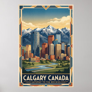Calgary Kanada Vintage Retro Reise Poster