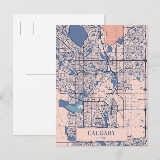 Calgary Kanada Windige Stadtplan Reise Postkarte (Vorne/Hinten)
