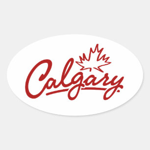 Calgary Leaf Script Ovaler Aufkleber