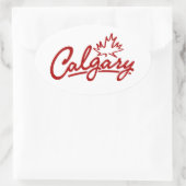 Calgary Leaf Script Ovaler Aufkleber (Tasche)