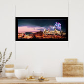 Calgary Panorama mit Feuerwerk. Poster (Küche)