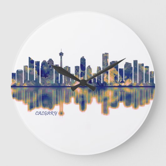 Calgary Skyline Große Wanduhr (Vorderseite)