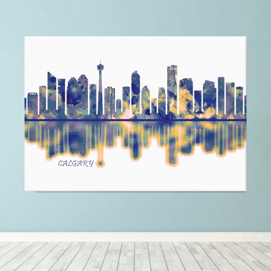 Calgary Skyline Leinwanddruck (Insitu (Holzboden))