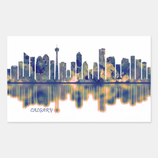 Calgary Skyline Rechteckiger Aufkleber (Vorderseite)