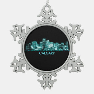 Calgary Skyline Schneeflocken Zinn-Ornament