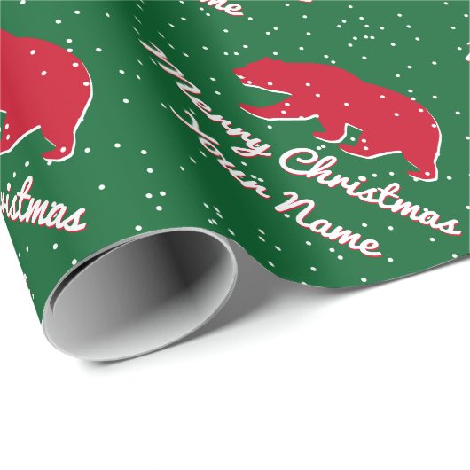 Cali Bär Silhouette im Schneesturm Weihnachten Geschenkpapier (Rolleneckpunkt)