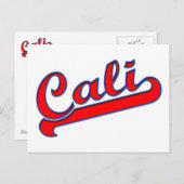 Cali California Logo Red Blue Postcard Postkarte (Vorne/Hinten)