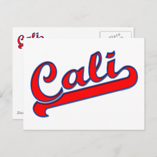 Cali California Logo Red Blue Postcard Postkarte (Vorne/Hinten)